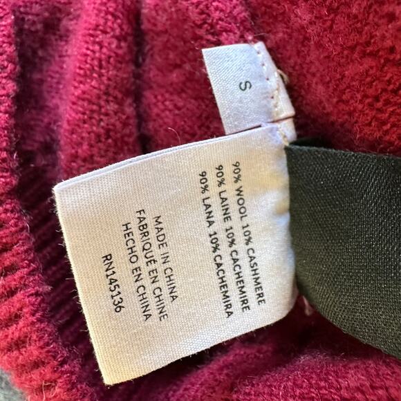 Naadam Cranberry Polo Sweater SMALL Wool Cashmere Cropped Soft Designer $300 - Picture 11 of 12